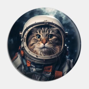 Astronaut Cat in Space - Norwegian Forest Cat Pin