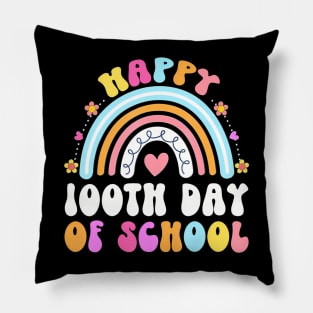 Happy 100Th Day Of School Teacher Kids 100 Days Rainbow Pillow