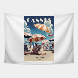 Cannes France, Vintage Travel Poster Tapestry