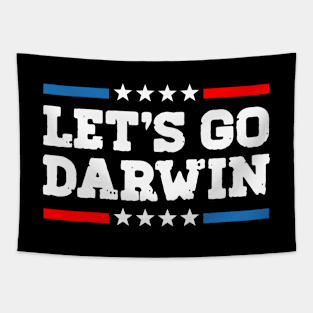 Let's Go Darwin Funny Sarcastic Women Men Vintage USA Flag Lets Go Darwin Merch Tapestry