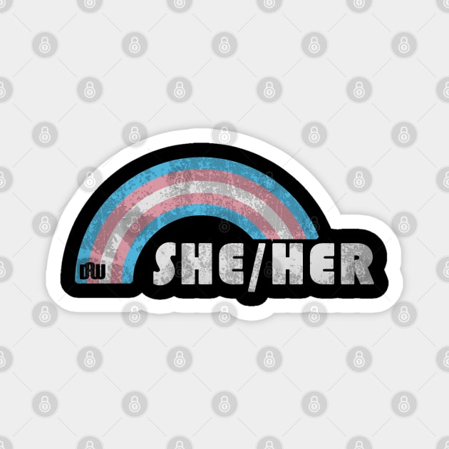 Grunge Transgender Pride - She/Her Pronouns Magnet by Daniela A. Wolfe Designs