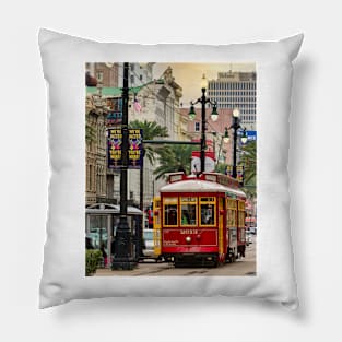 New Orleans Red Streetcar Pillow