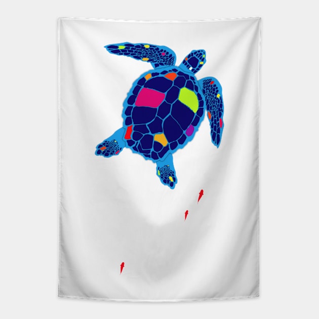 Paper Craft Sea Turtle Tapestry by Graphic Dinosaur