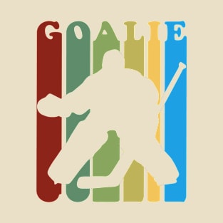 Retro 1970s Style Hockey Goalie Silhouette T-Shirt Goalie Hockey Sport T-Shirt