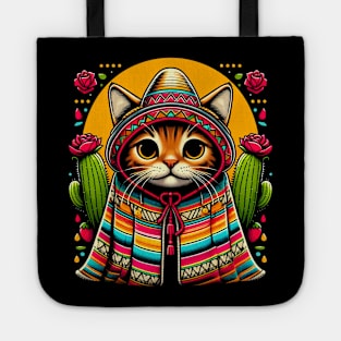 Cinco De Mayo Funny Mexican Cat Sombrero Poncho Men Women Tote