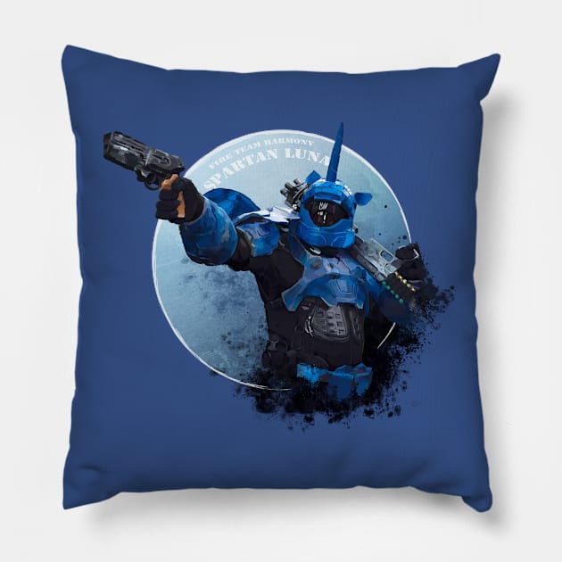 Spartan Luna Pillow by dragonrise_studio