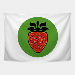 Strawberry Heart Berry Green Circle Indigenous WAWEZHI CANADA Tapestry