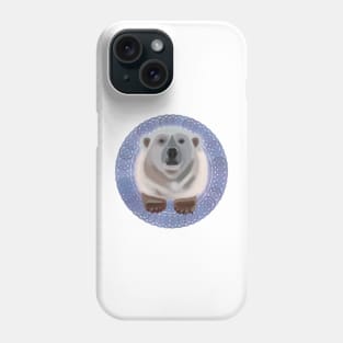 Polar Bear on blue circular pattern Phone Case