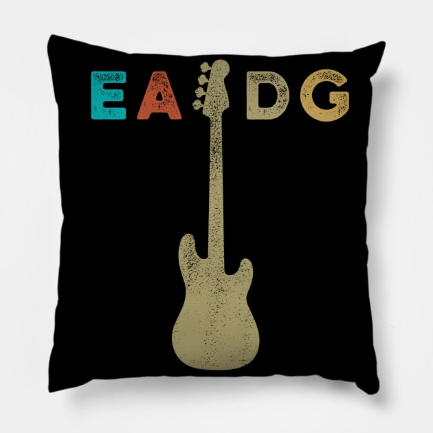 Vintage Four strings EADG bass guitar desgin Pillow by RusticVintager