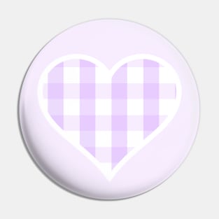 Soft Purple and White Buffalo Plaid Heart Pin