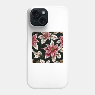 Vintage Florals Christmas Poinsettia Watercolor Phone Case