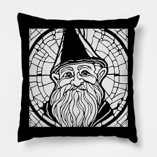 Stained Glass Gnome (White) Pillow