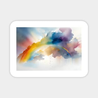 Rainbows and clouds - Watercolour - 02 Magnet