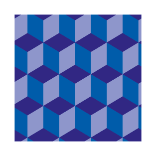Colour Cubes | Geometric Cubes | Blues T-Shirt