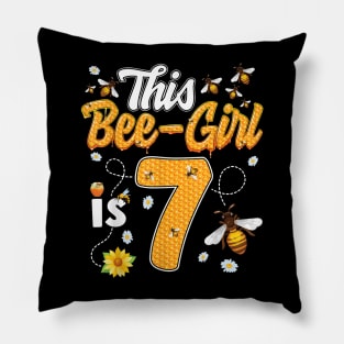 7Th Birthday Girl Bee Theme 7 Years Old Matching Party Pillow