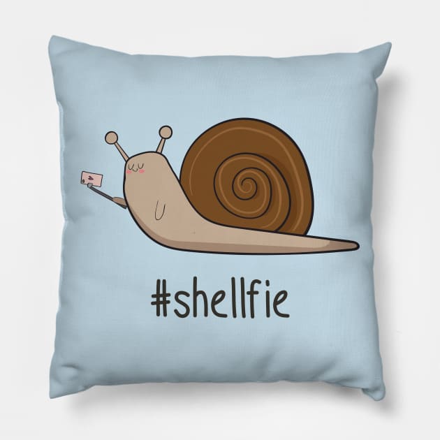 Shellfie- Cute Snail Selfie Gift Pillow by Dreamy Panda Designs