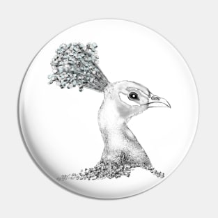 Graphic Peacock Illustration Pin