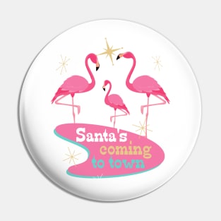 Retro Flamingos Midcentury Modern Christmas Pin