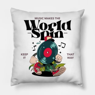 Music makes the world spin Pillow