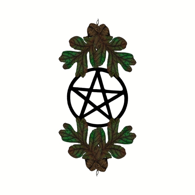 Pentagram oak acorn mushroom protection seal by stickypixie