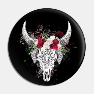 Cow skull floral 23 Pin