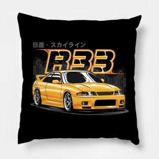Yellow Skyline GTR R33 Pillow