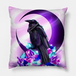 Raven with Crystals Pillow