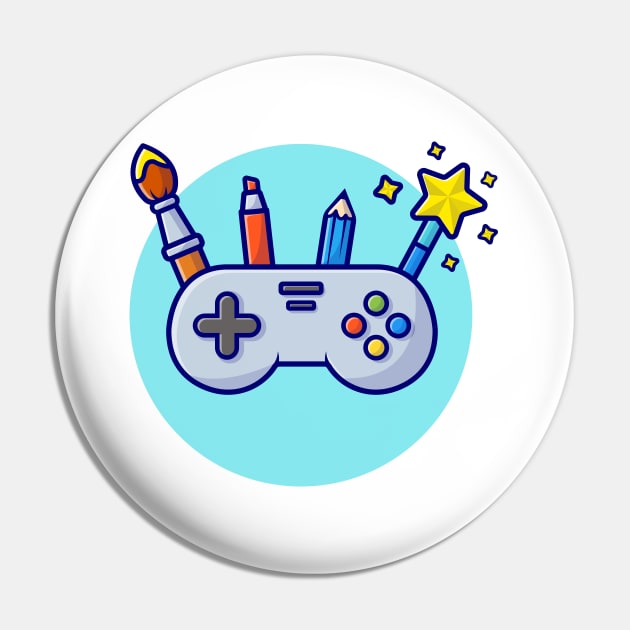 Joystick, Brush, Pencil, And Magic Tool Cartoon Vector Icon Illustration Pin by Catalyst Labs