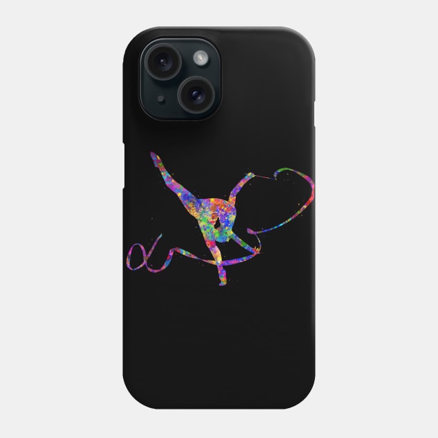 Rhythmic gymnastics dance watercolor art Phone Case by Yahya Art