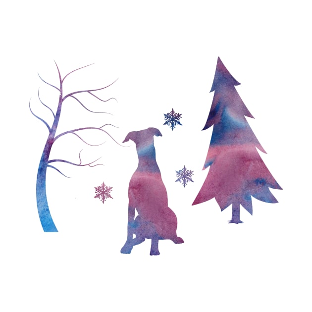 Doberman Winter Forest Snowflakes by BittenByErmines
