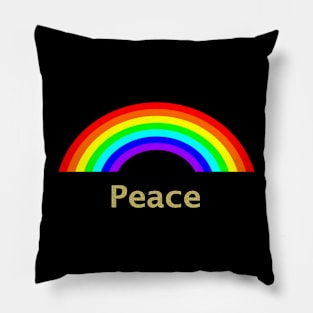 Gold Peace Rainbow Pillow