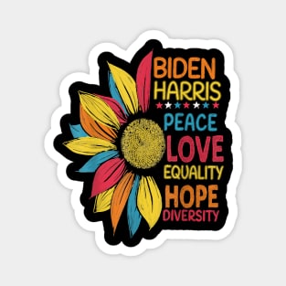 Biden Harris 2020 Peace Love Equality Hope Diversity Magnet