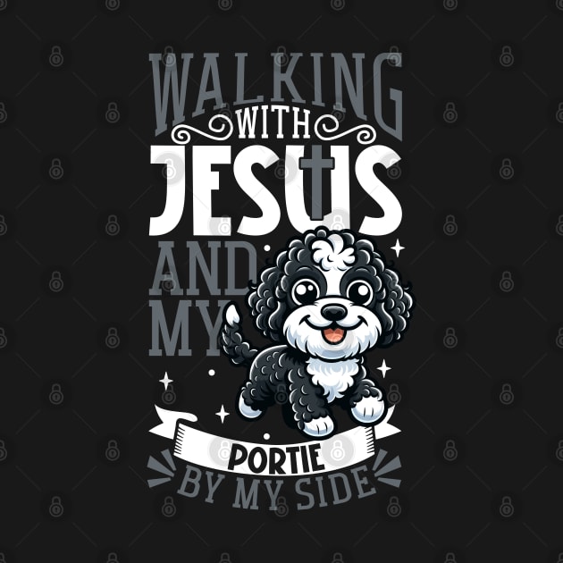 Jesus and dog - Portuguese Water Dog by Modern Medieval Design