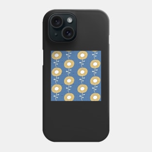 yellow sunflowers on blue Phone Case