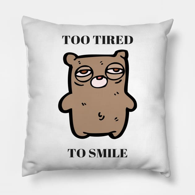 Little Bear Too Tired to Smile Pillow by Prairie Ridge Designs