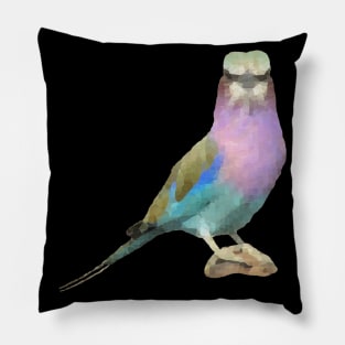 Lilac breasted Roller / Polygon - Bird in Africa Pillow