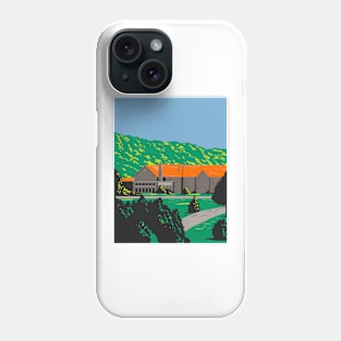 Stone Lodge with Red Roof and Trees in Front During Spring WPA Poster Art Phone Case