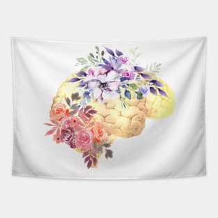 Floral Human Brain Anatomy Tapestry