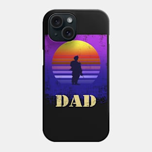 Dad - Retro Vintage Distressed Soldier Silhouette Purple Sunset Military - Remember Everyone Deployed - USA Army Phone Case