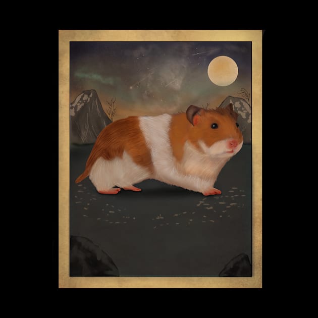 Hamster Art Moonlight Lover Gift Hammy Pet Artwork by TheTeeBee