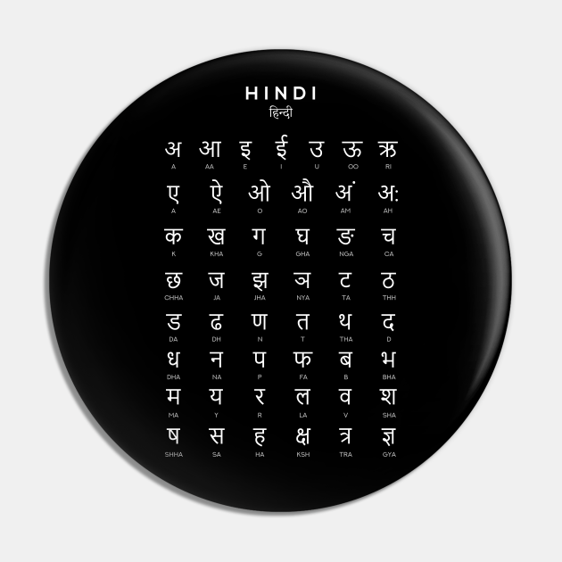Hindi Alphabet Chart, Hindi Varnamala Language Chart, Black Hindi
