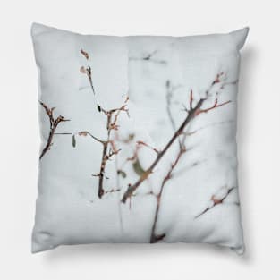 Snow on twigs, snow on branches Pillow