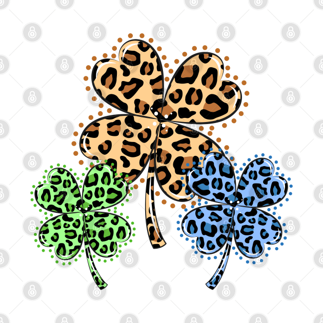 Trio Leopard Shamrock Colorful by lunamoonart