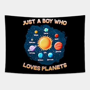 Just A Boy Who Loves Planets I Science Chemistry Tapestry