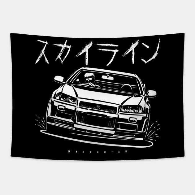 Skyline R34 GTR Tapestry by Markaryan