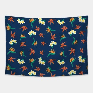 Exotic Florals Blue Tapestry