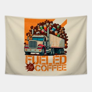 Vintage semi truck and coffee design Tapestry