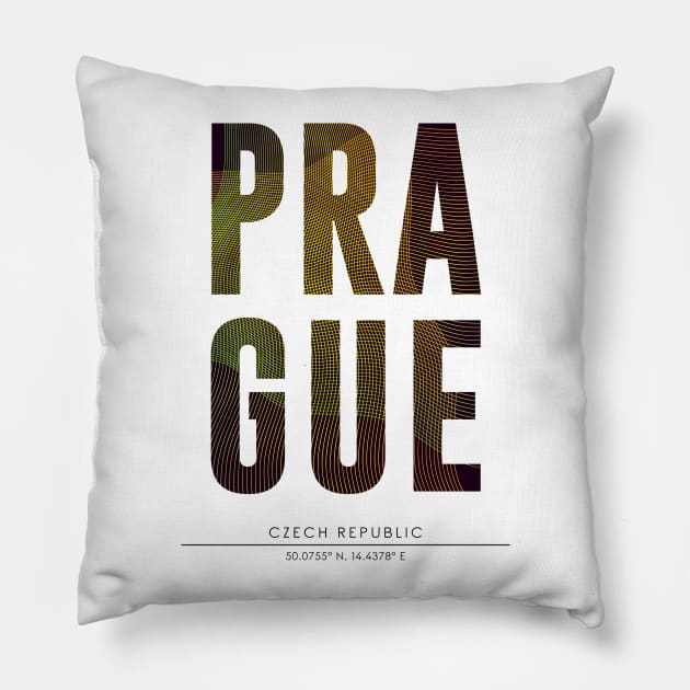 Prague city typography Pillow by StudioGrafiikka