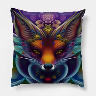 Trippy and Elegant Animal Illustration of a Fox Pillow