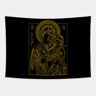 Icon of Virgin Mary and Jesus (yellow) Tapestry